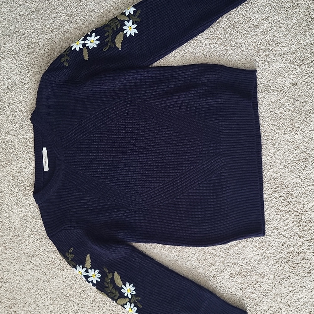 Embroidered Sleeve Sweater